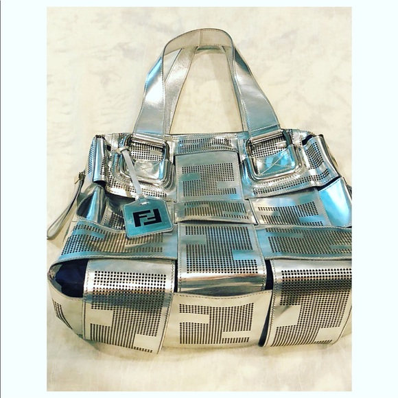 Fendi Large Metallic Crossword Tote - Picture 2 of 8
